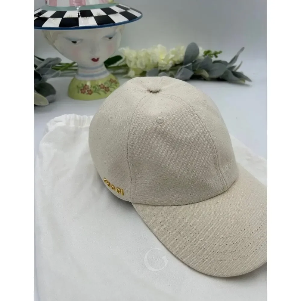 Unisex, Gucci, gold logo baseball cap size large made in Italy